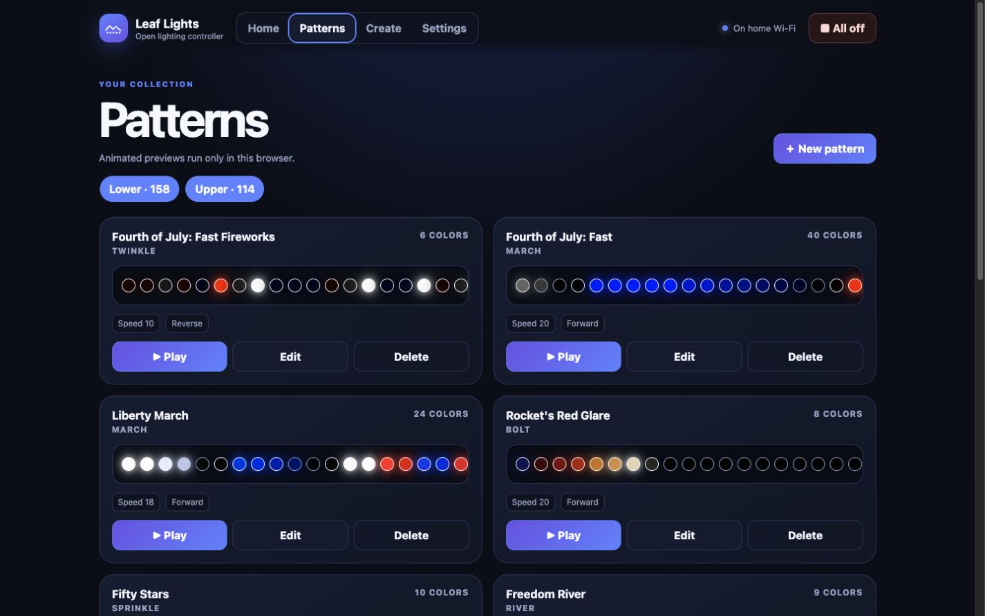Ember pattern library with animated previews and categories